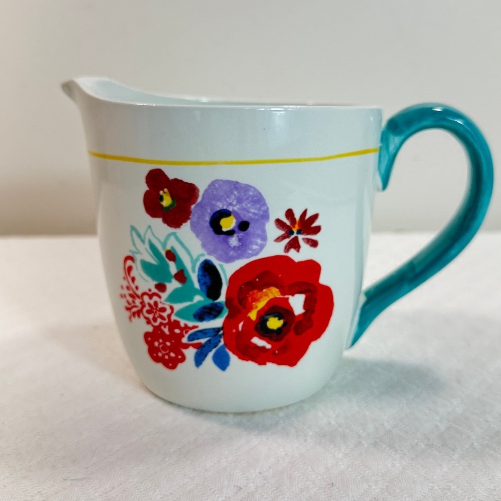 The Pioneer Woman Measuring Pitcher 4 Cup 1 Quart Flea Market Floral White EUC
